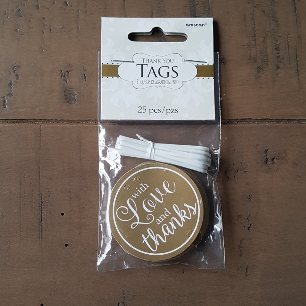25 Gold Brown Thank you Tags 2"x2"